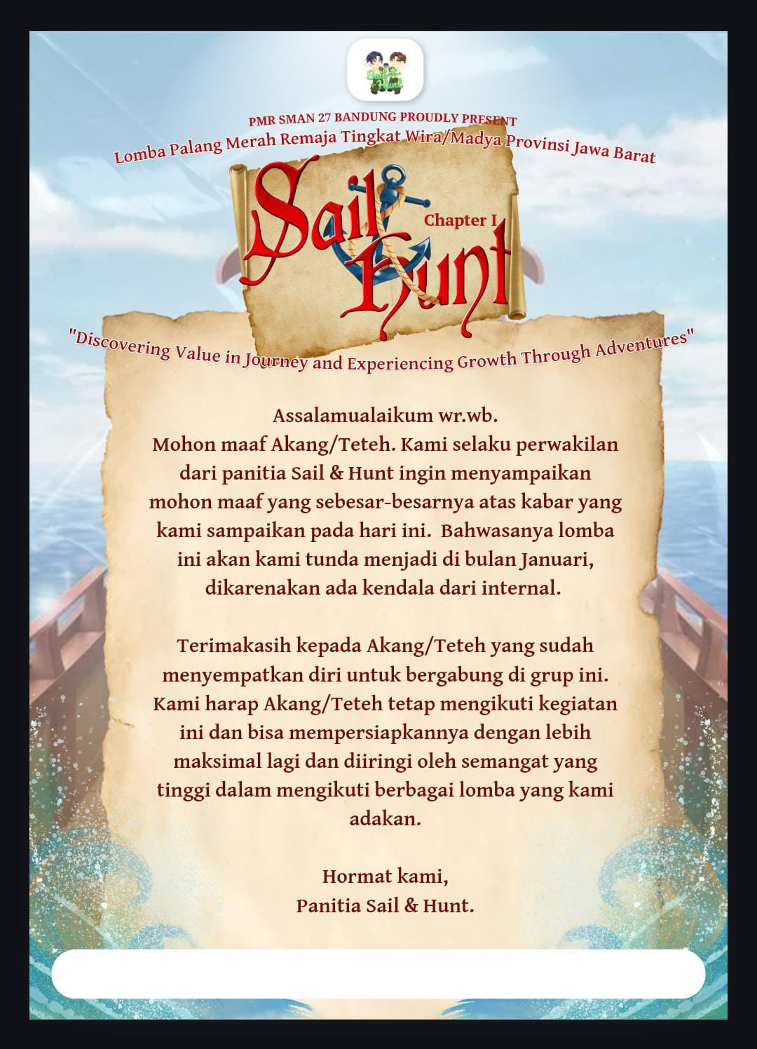 Pengumuman Sail & Hunt Chapter I